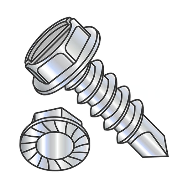 Usa Industrials Self-Drilling Screw, #10-16 x 3/4 in, Zinc Plated Steel Flange Hex Head External Hex Drive BULK-SCRW-12152 - main